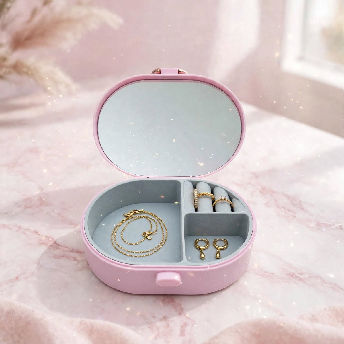 ZORANI | L'Étoile Mini Jewelry Case With Mirror - Blush Pink