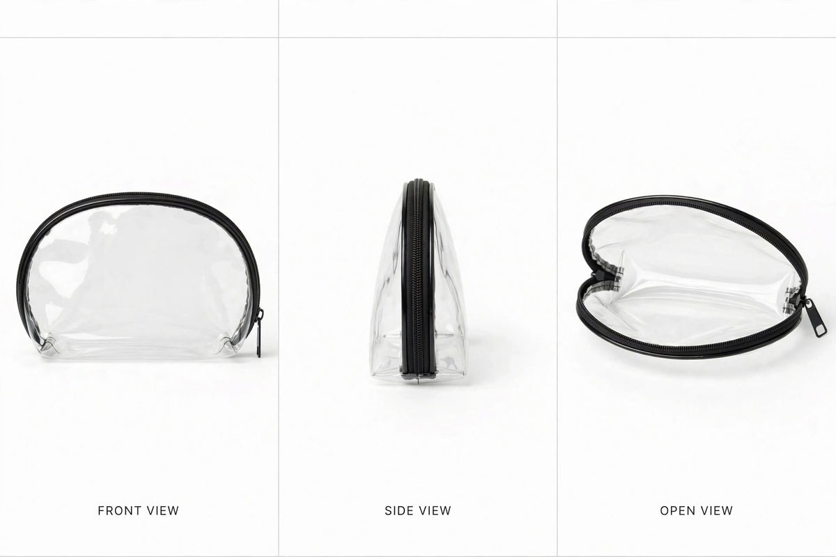 ZORANI 3-in-1 Transparent Makeup Bag Set - Waterproof Travel Organizer.