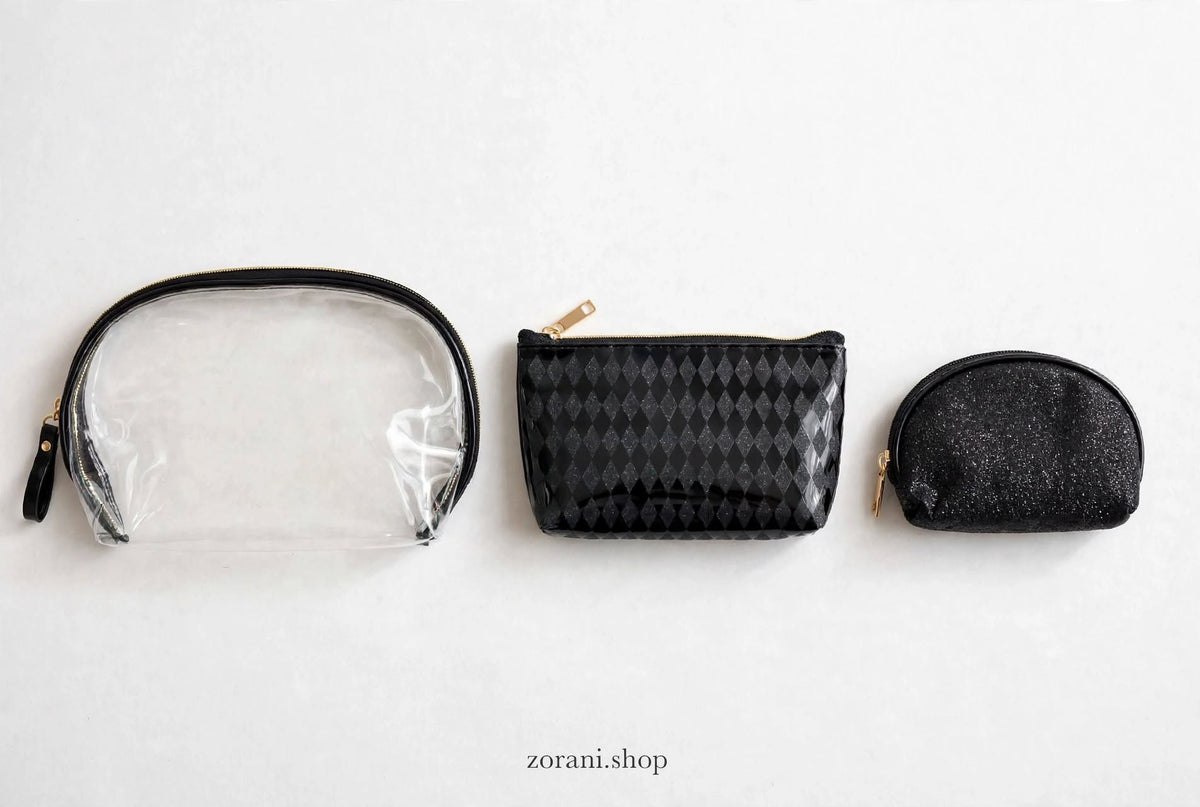 ZORANI 3-in-1 Transparent Makeup Bag Set - Waterproof Travel Organizer.