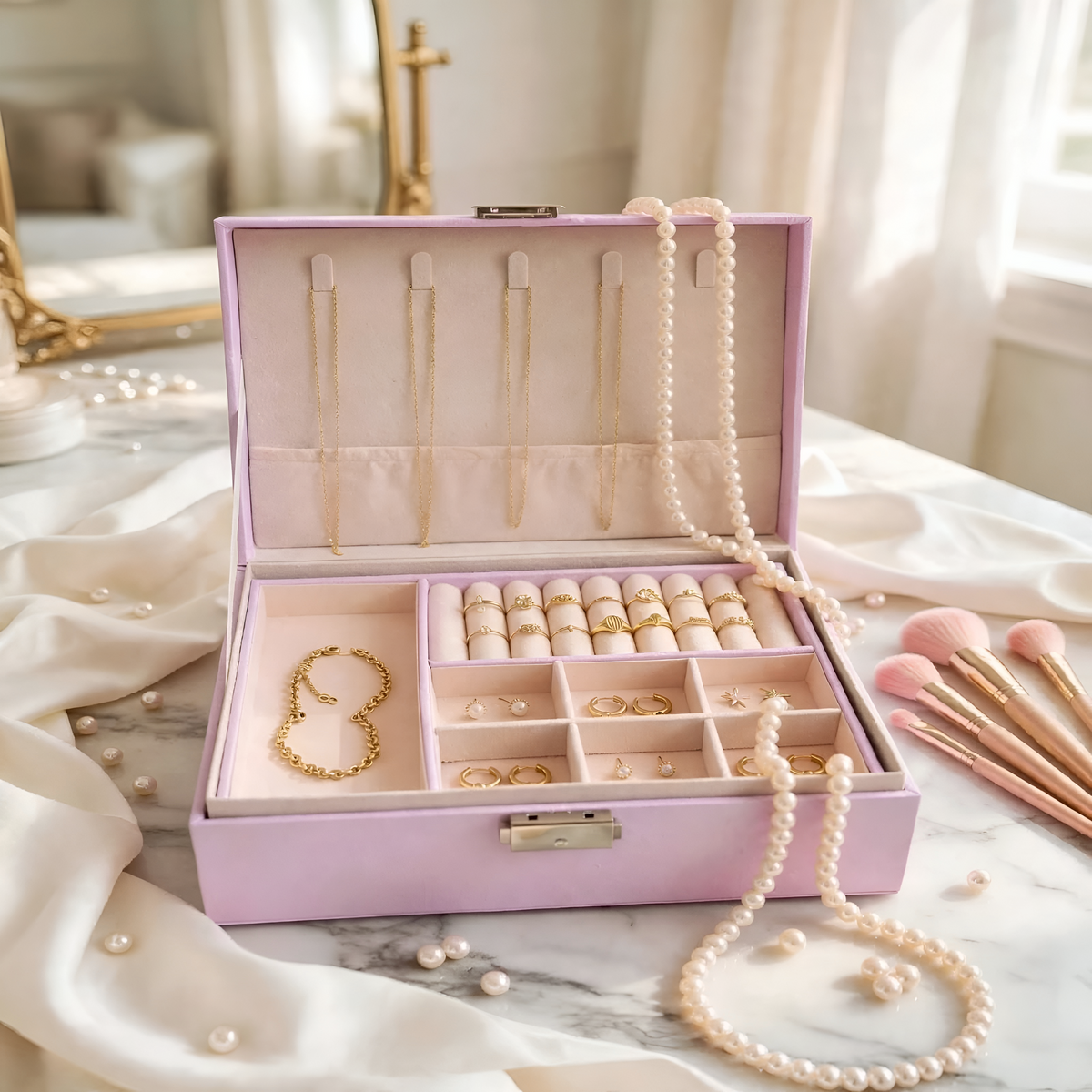 ZORANI | The Blush Étoile Jewelry Box - Velvet Luxe Organizer