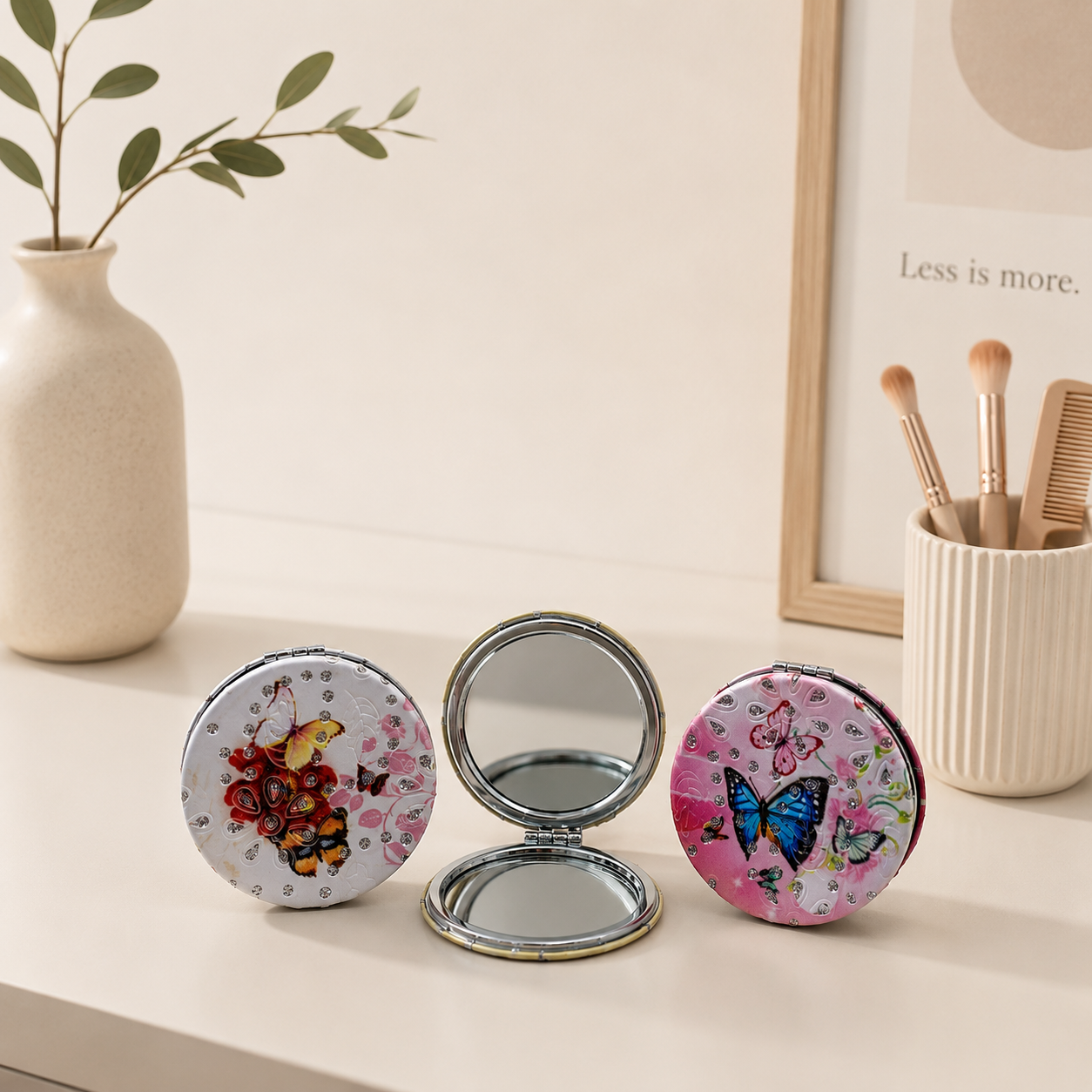 Portable Double-Sided Folding Pocket Makeup Mirror