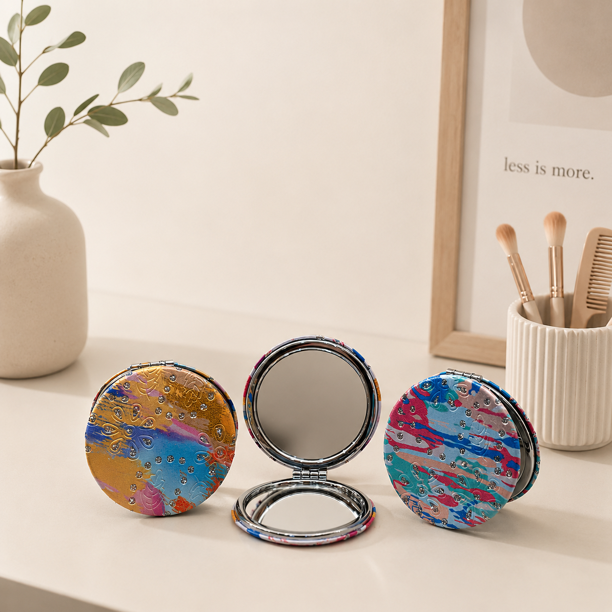 Portable Double-Sided Folding Pocket Makeup Mirror
