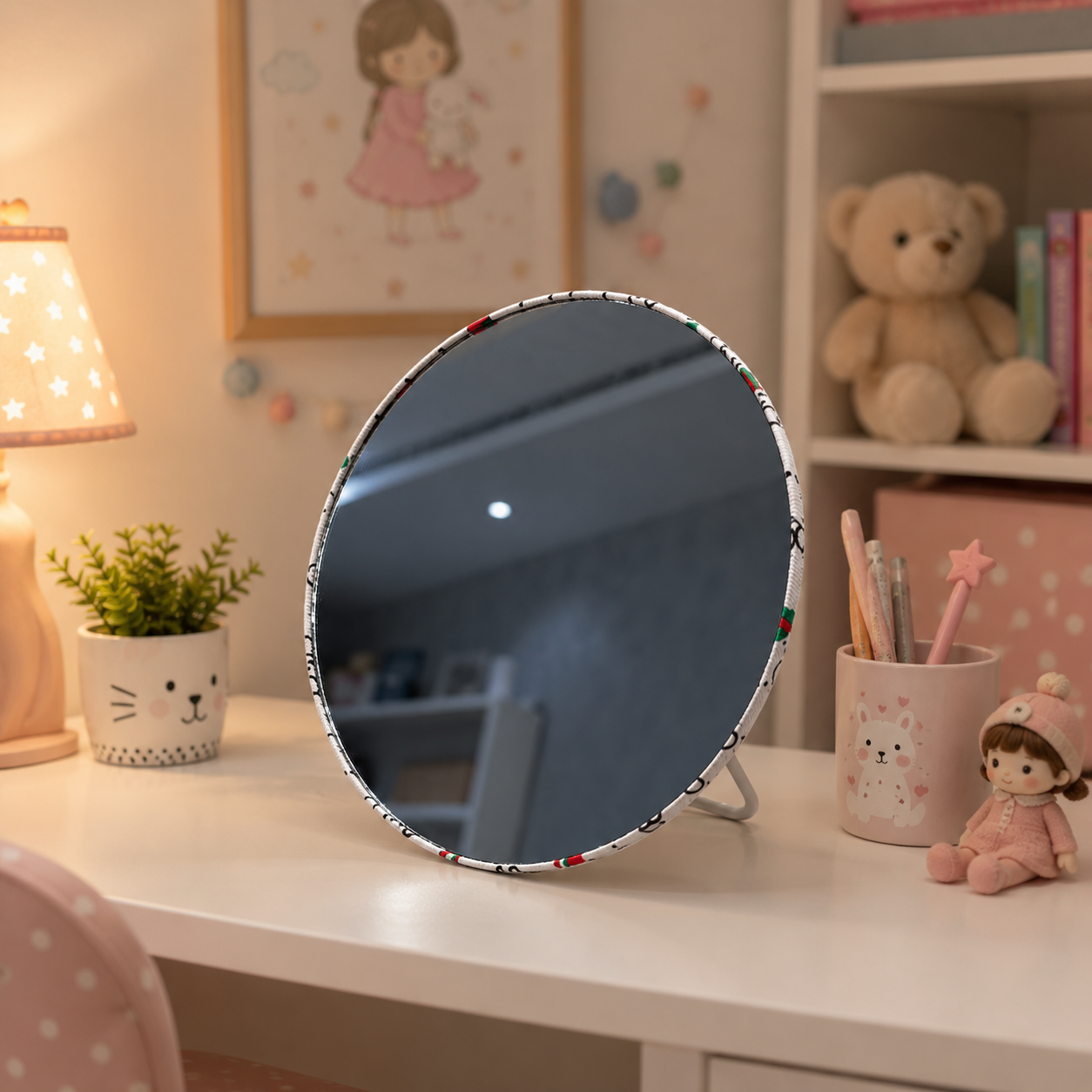Decorative Round Tabletop Vanity Mirror