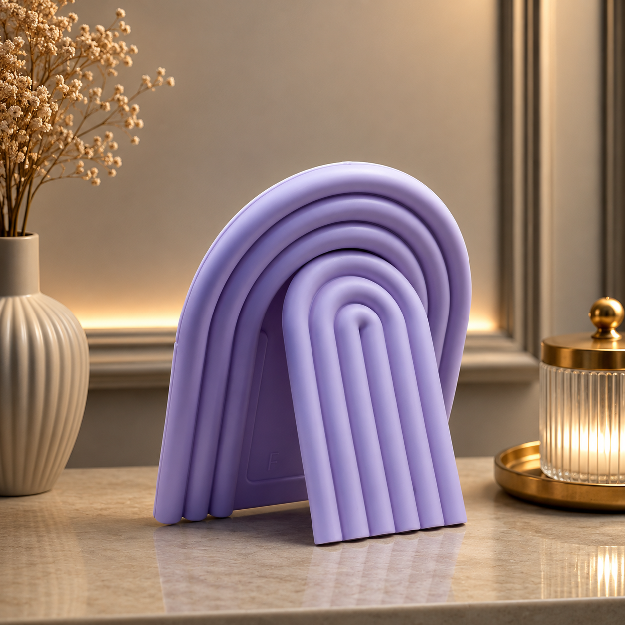 Pastel Purple Arch-Shaped Desktop Makeup Mirror