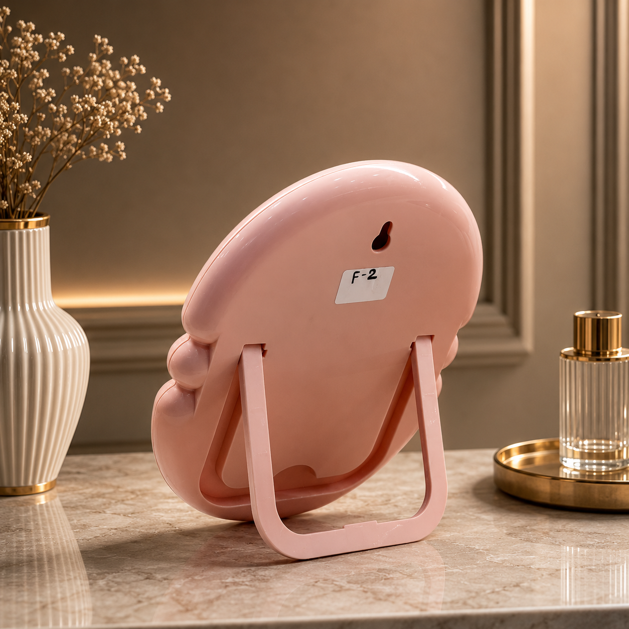 Pink Wavy Desktop & Wall-Mounted Makeup Mirror