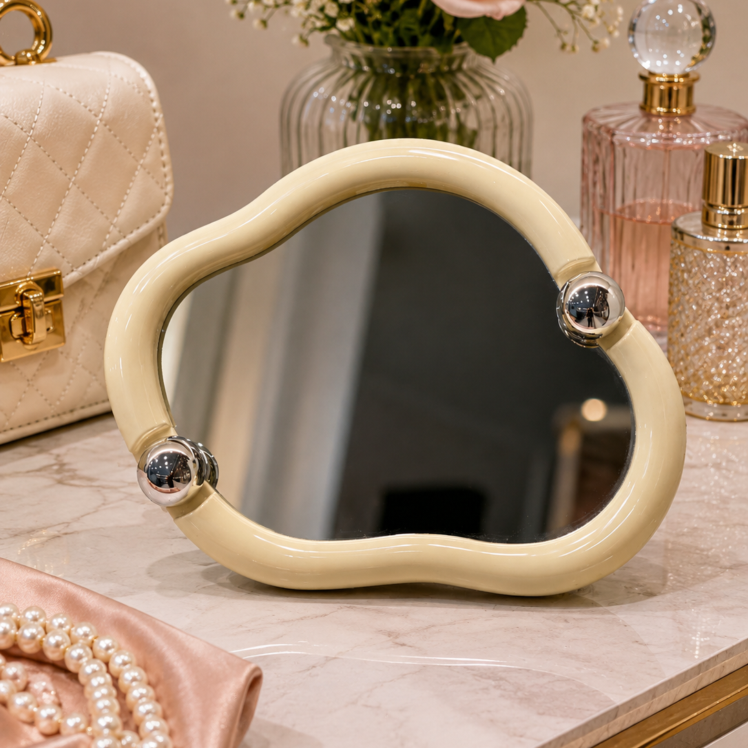 Cream-Colored Irregular Cloud Vanity Mirror